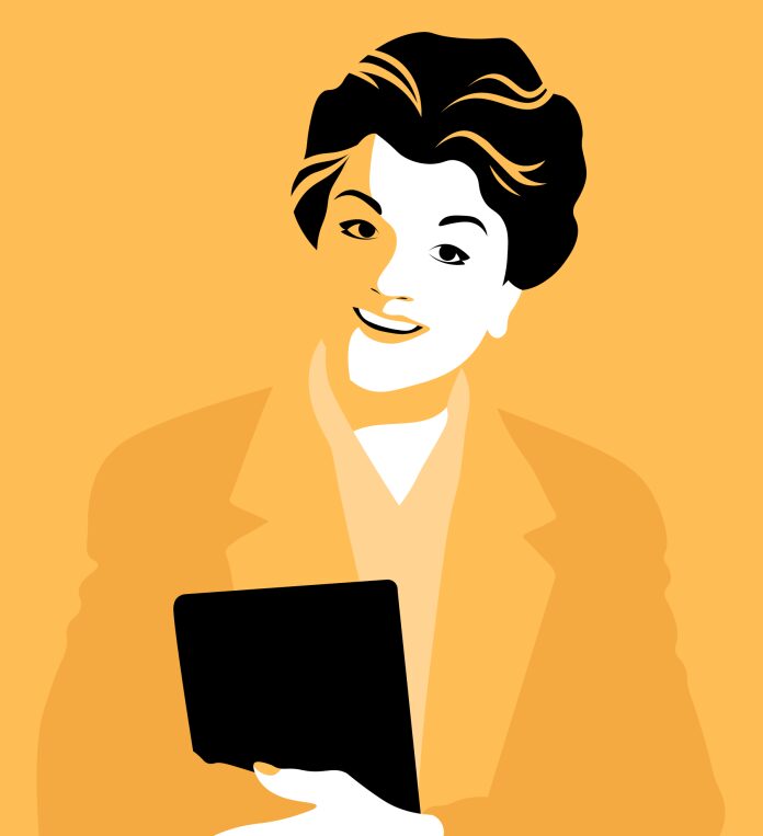 Minimalist design of a person in orange
