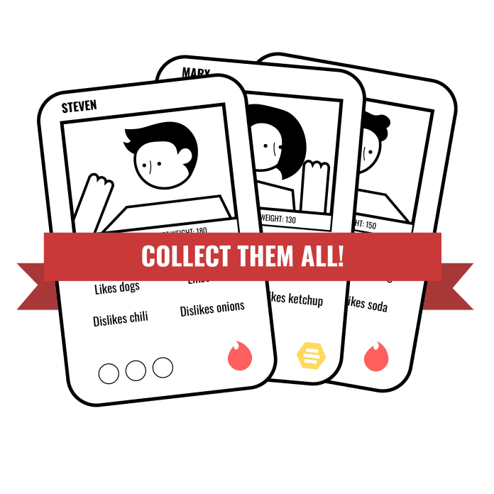 Collectible character cards illustration
