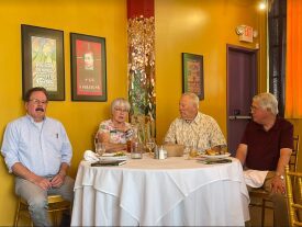 Friends enjoying a meal together