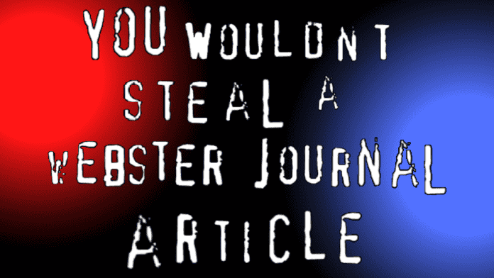Warning text about stealing articles
