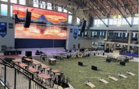 Event venue with large screen display