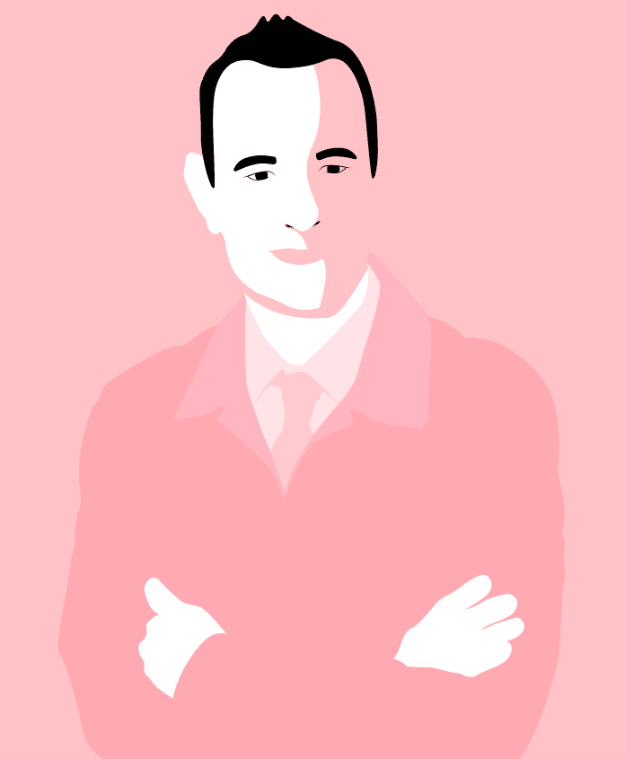 Minimalistic portrait in pink tones