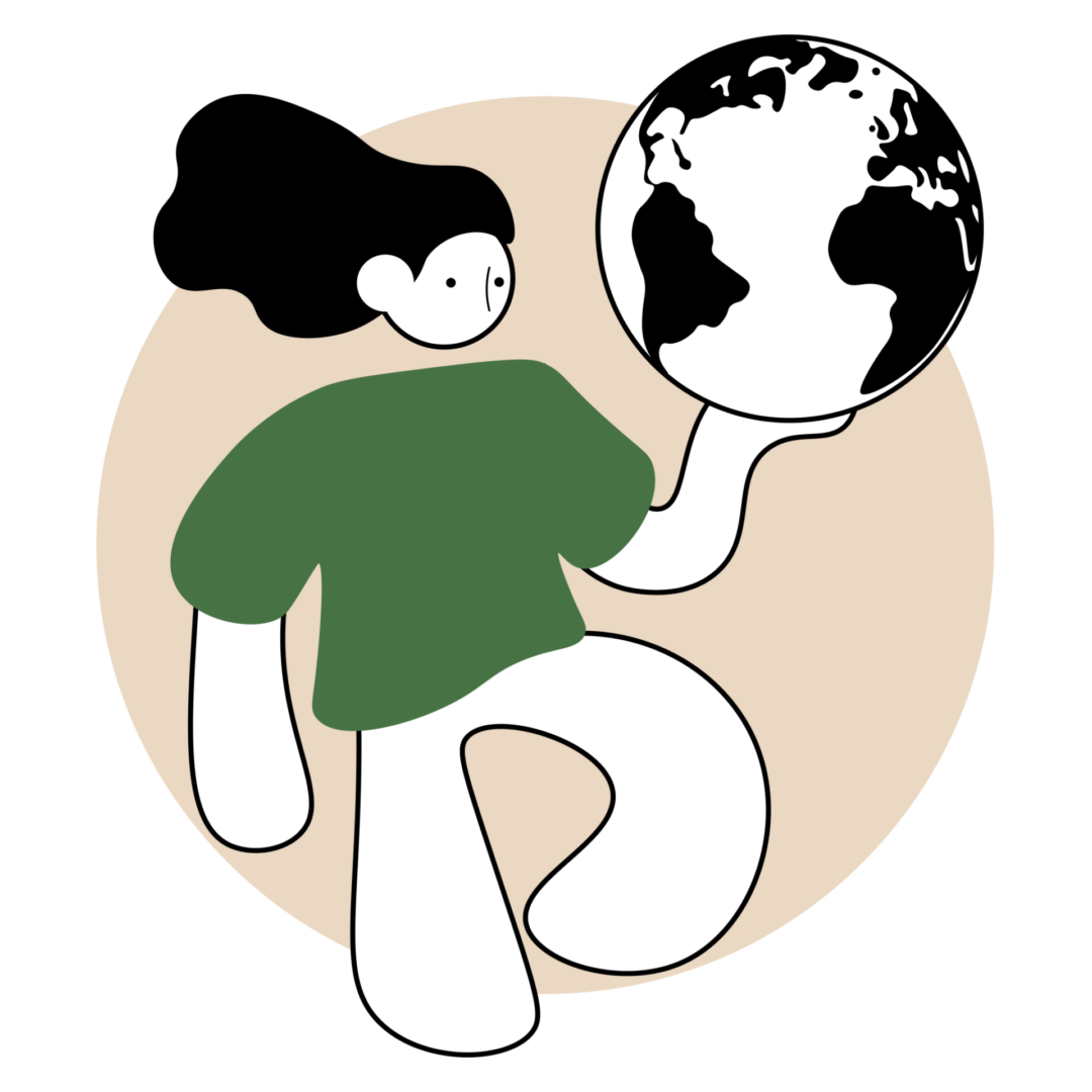 Person holding globe illustration