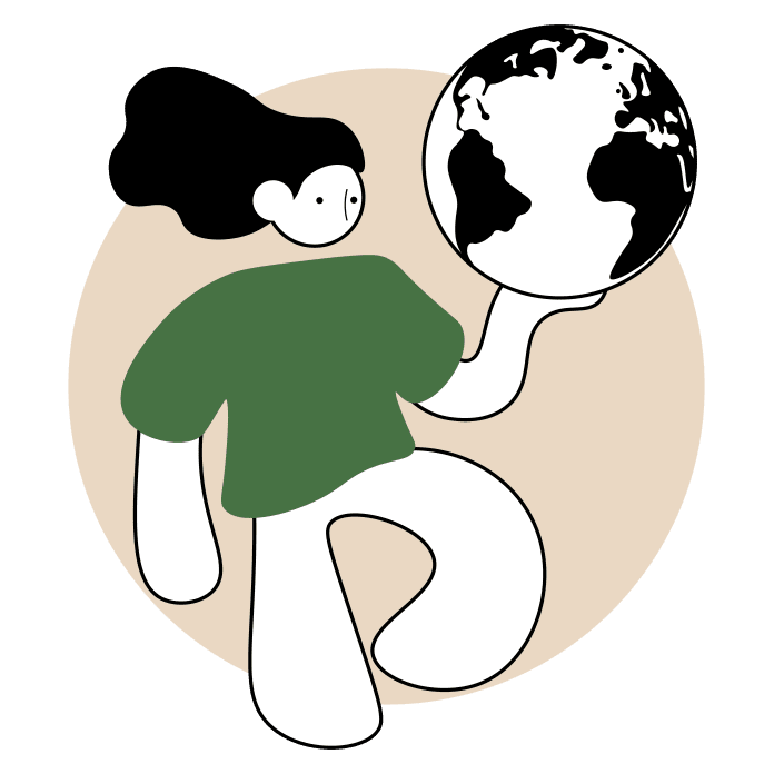 Person holding a globe illustration