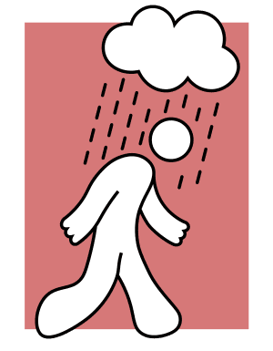 Simple rain cloud and person drawing