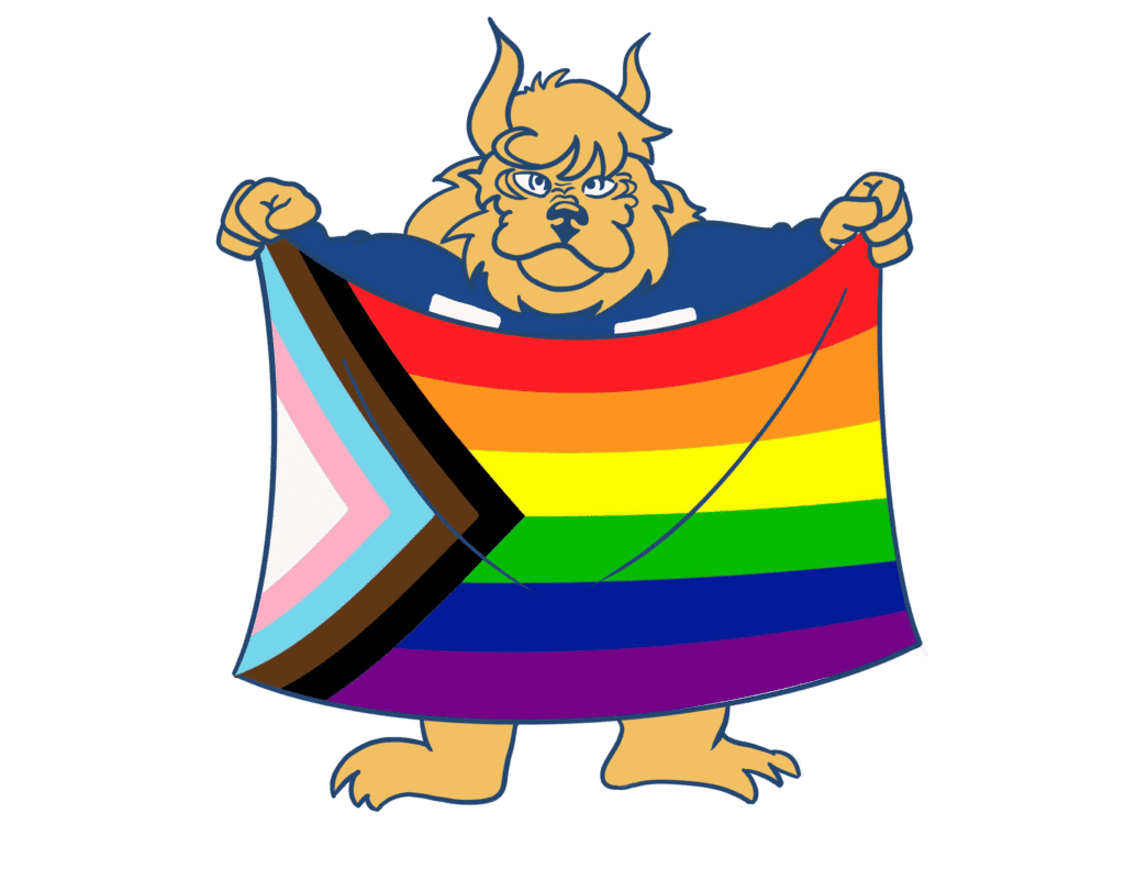 Cartoon holding a pride flag