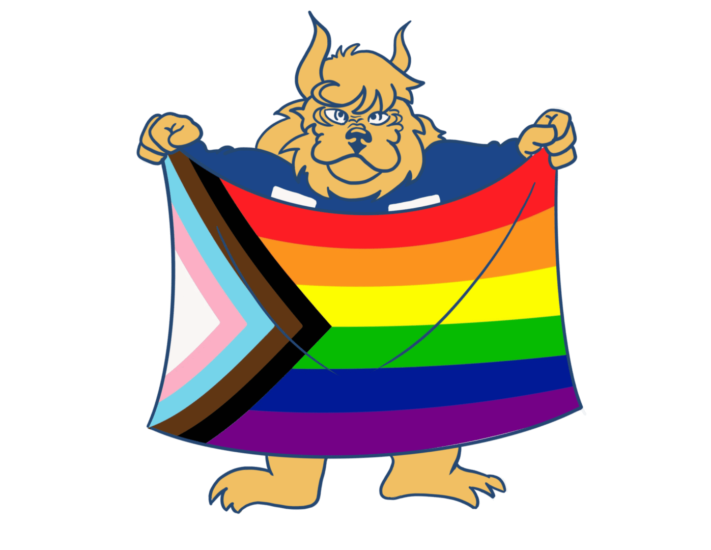 Cartoon holding a pride flag
