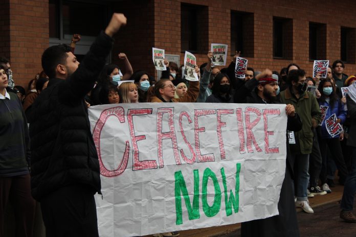 Group rallying for immediate ceasefire action