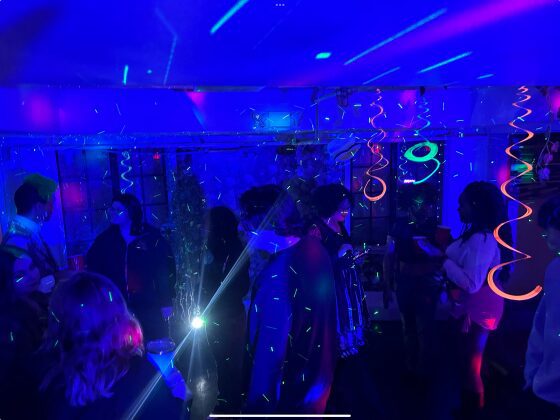Party with neon lights and decorations