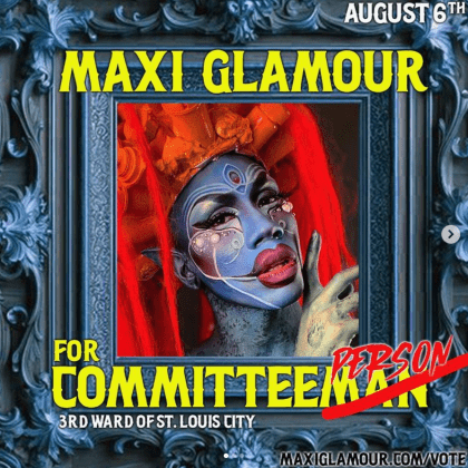 Campaign poster with dramatic makeup
