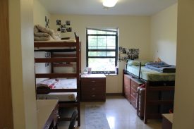 College dorm room with bunk beds