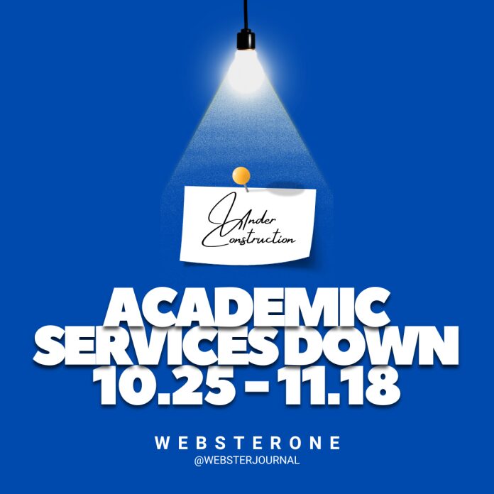 Academic services down notice with lightbulb