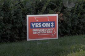 Campaign sign supporting Missouri's Proposition 3