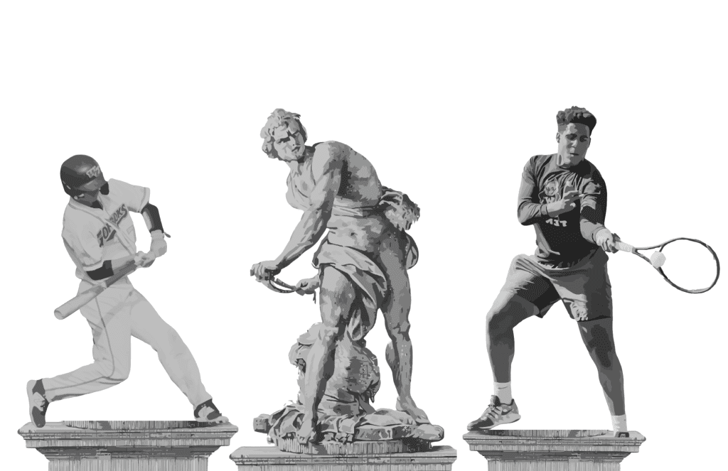 Sports figures displayed on classical pedestals