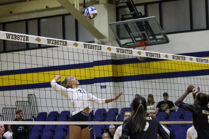 Intense volleyball match in action