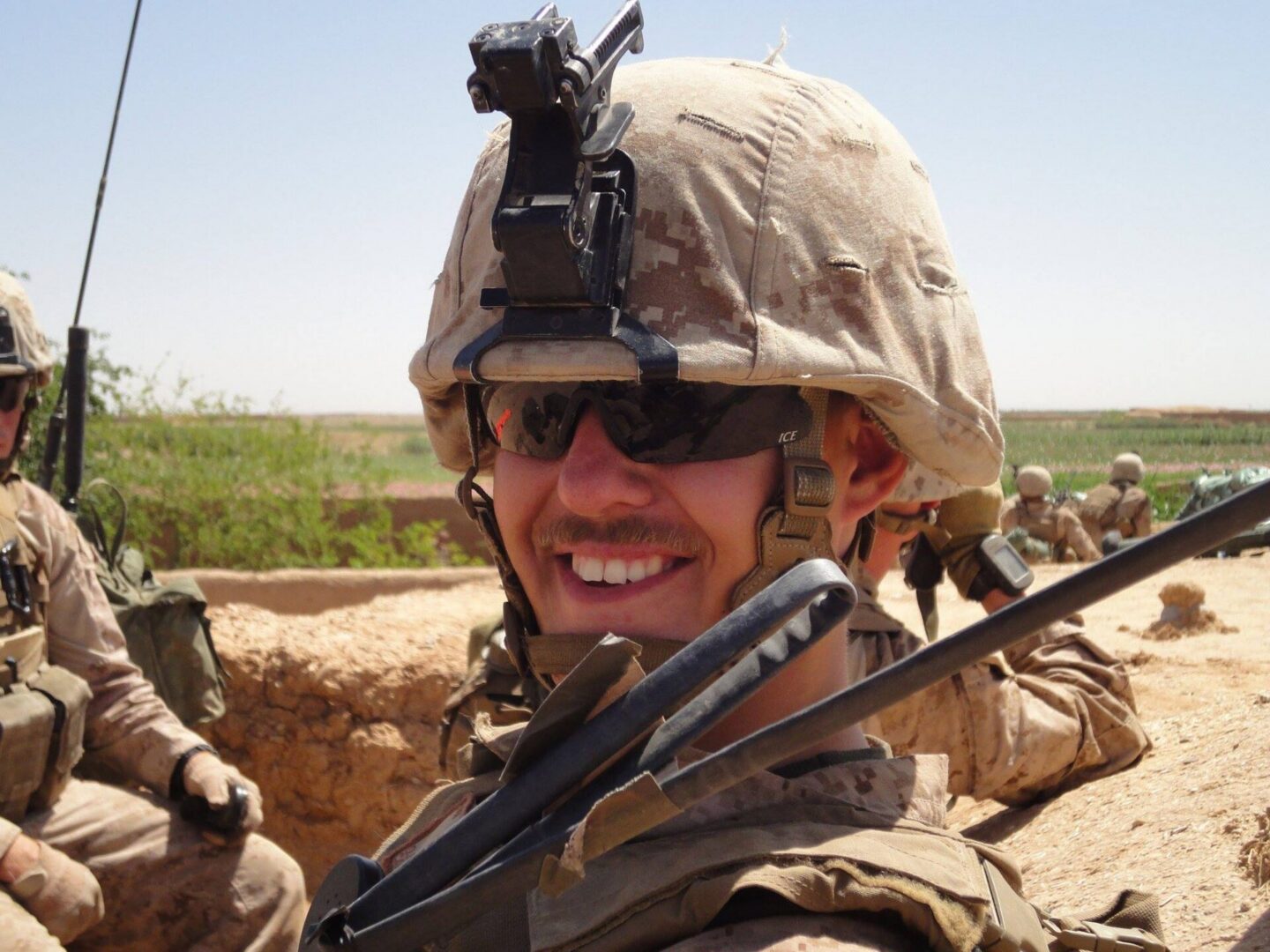 Soldier with helmet and gear