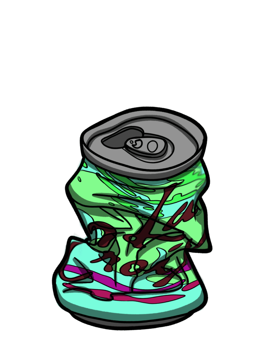 Vibrant crushed beverage can illustration