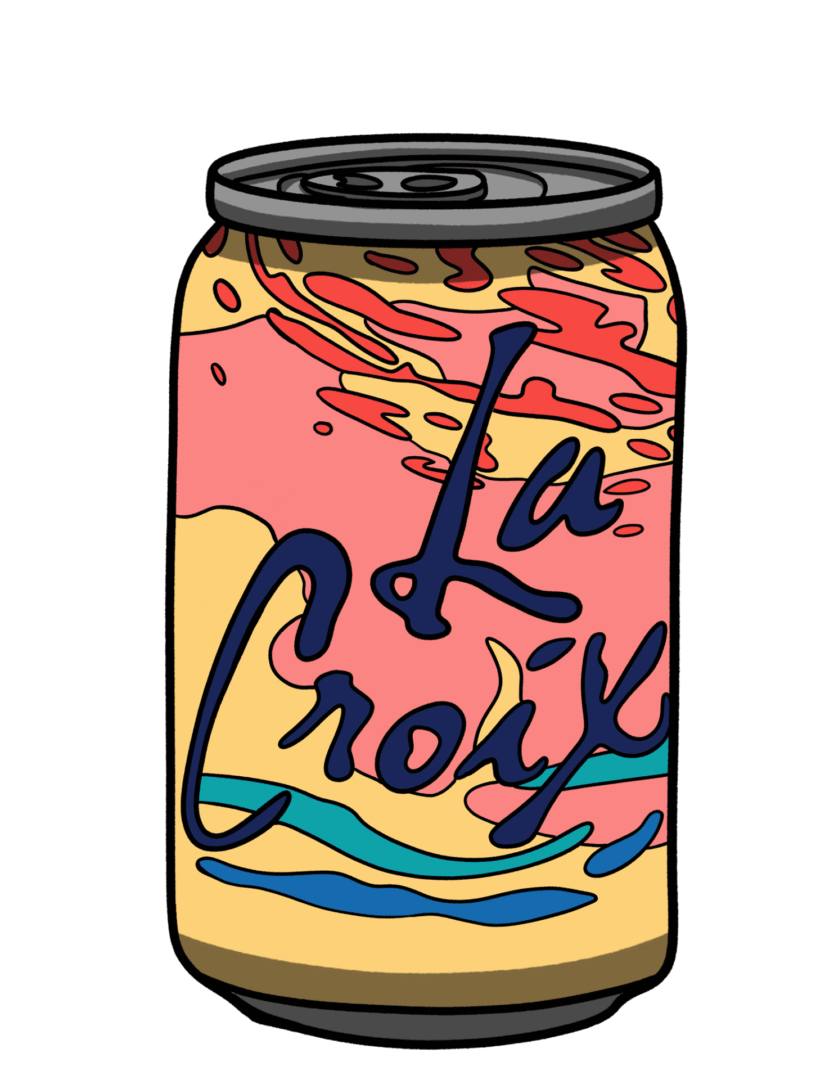 Vibrant La Croix beverage can drawing.
