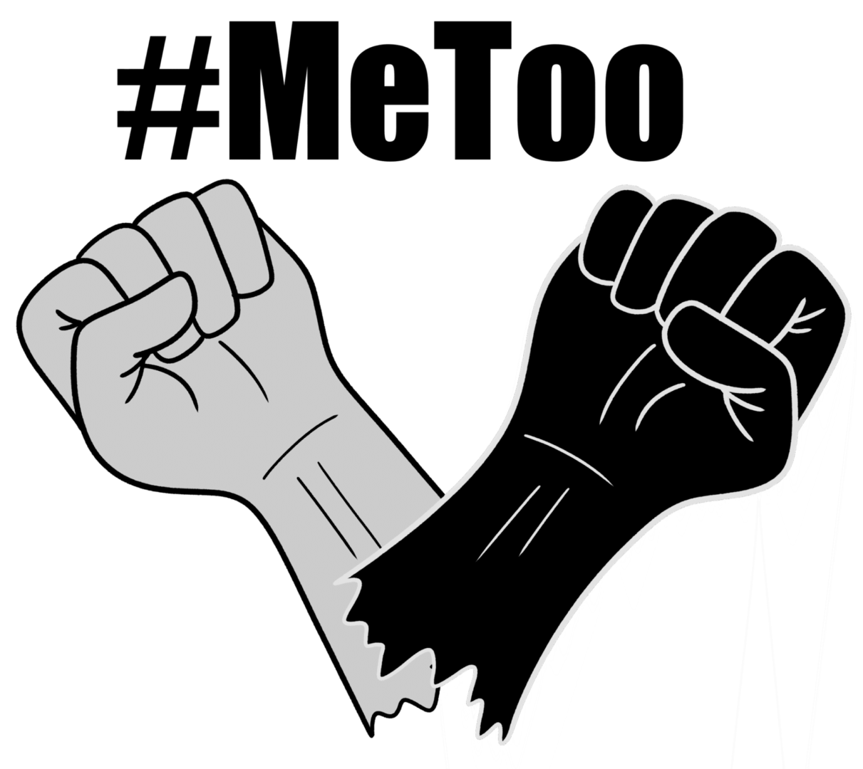 Raised black and white fists illustration