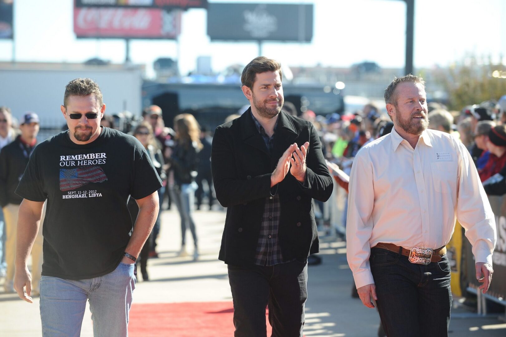 Casual group walking at outdoor event