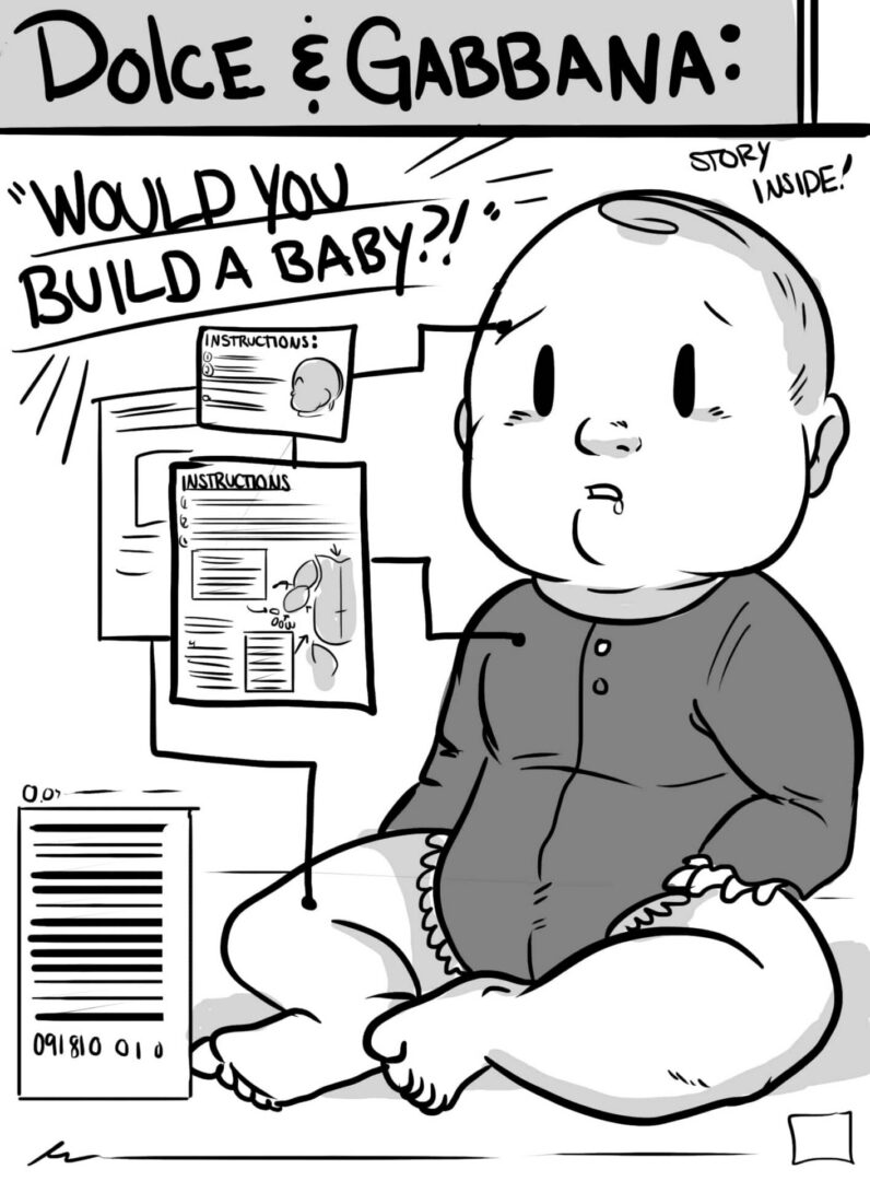 Baby assembly instructions illustration