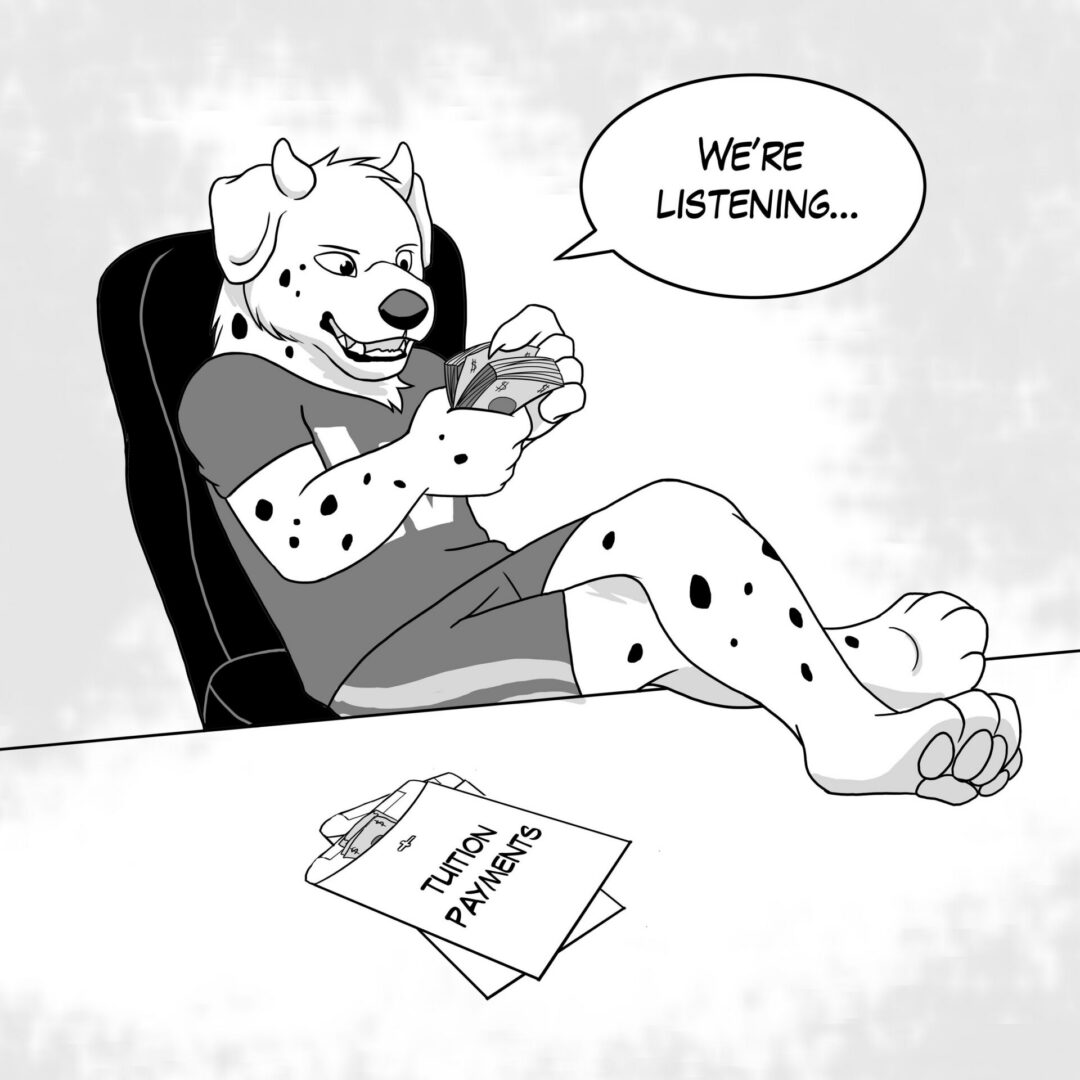 Spotted animal with money