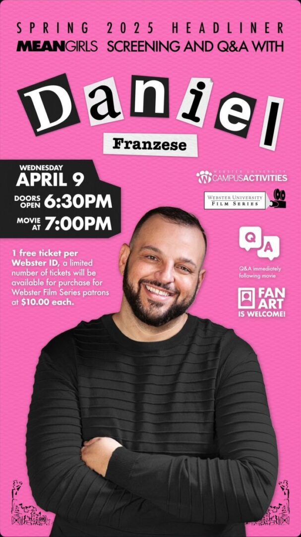 Daniel Franzese smiling event flyer
