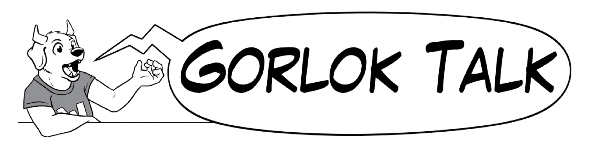 Dog character with speech bubble logo