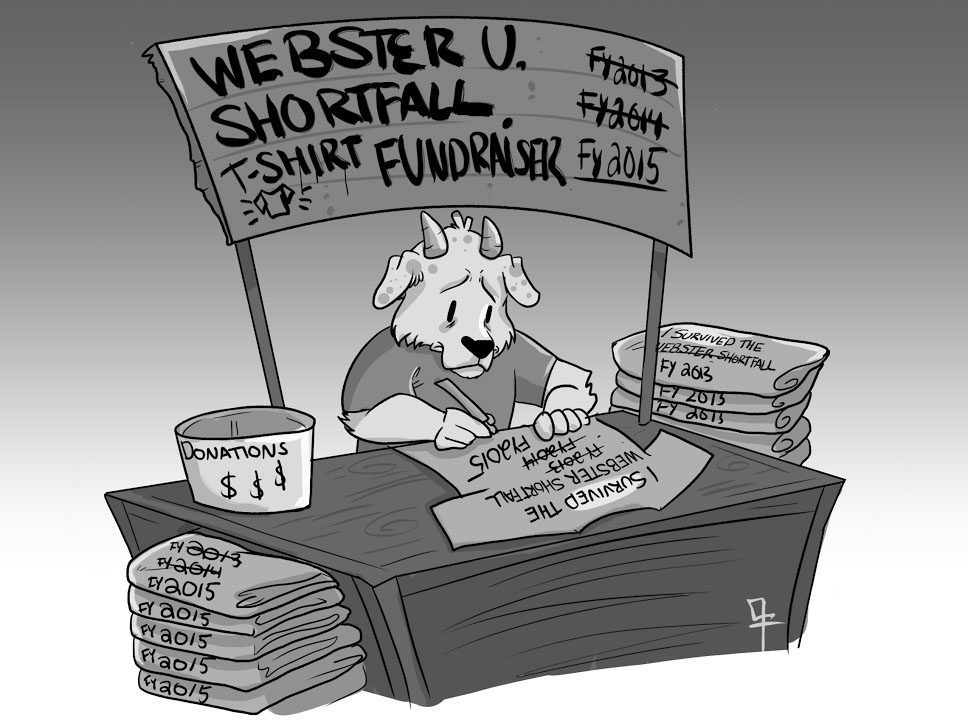 Cartoon goat at donation booth