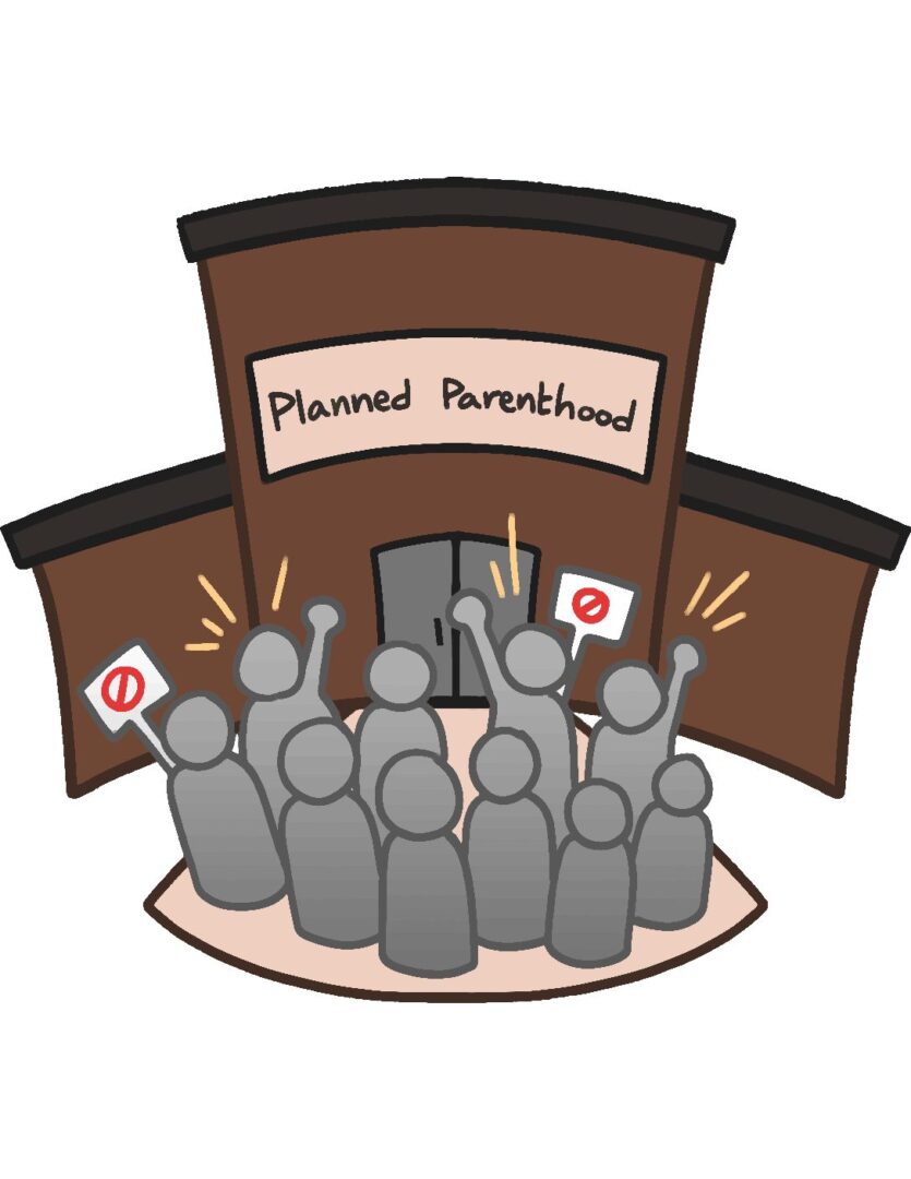 Protesters outside Planned Parenthood building