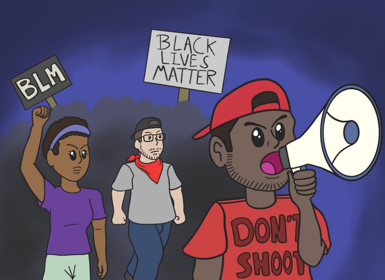 Demonstrators expressing social justice messages