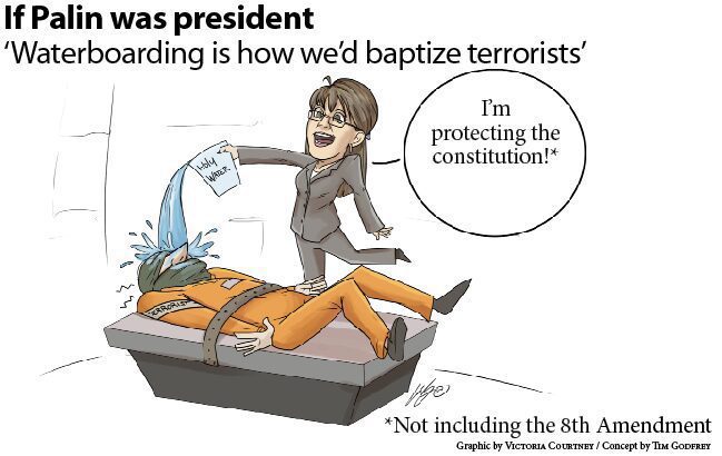 Satirical depiction of waterboarding and amendments