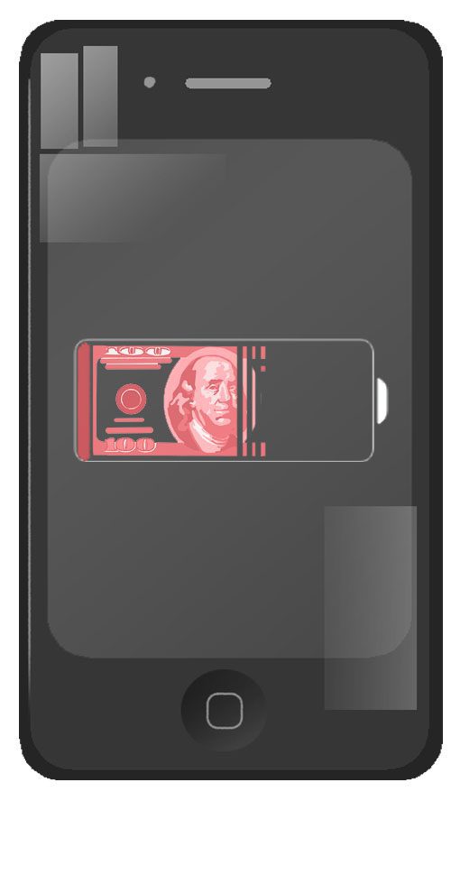 Mobile screen with money graphic