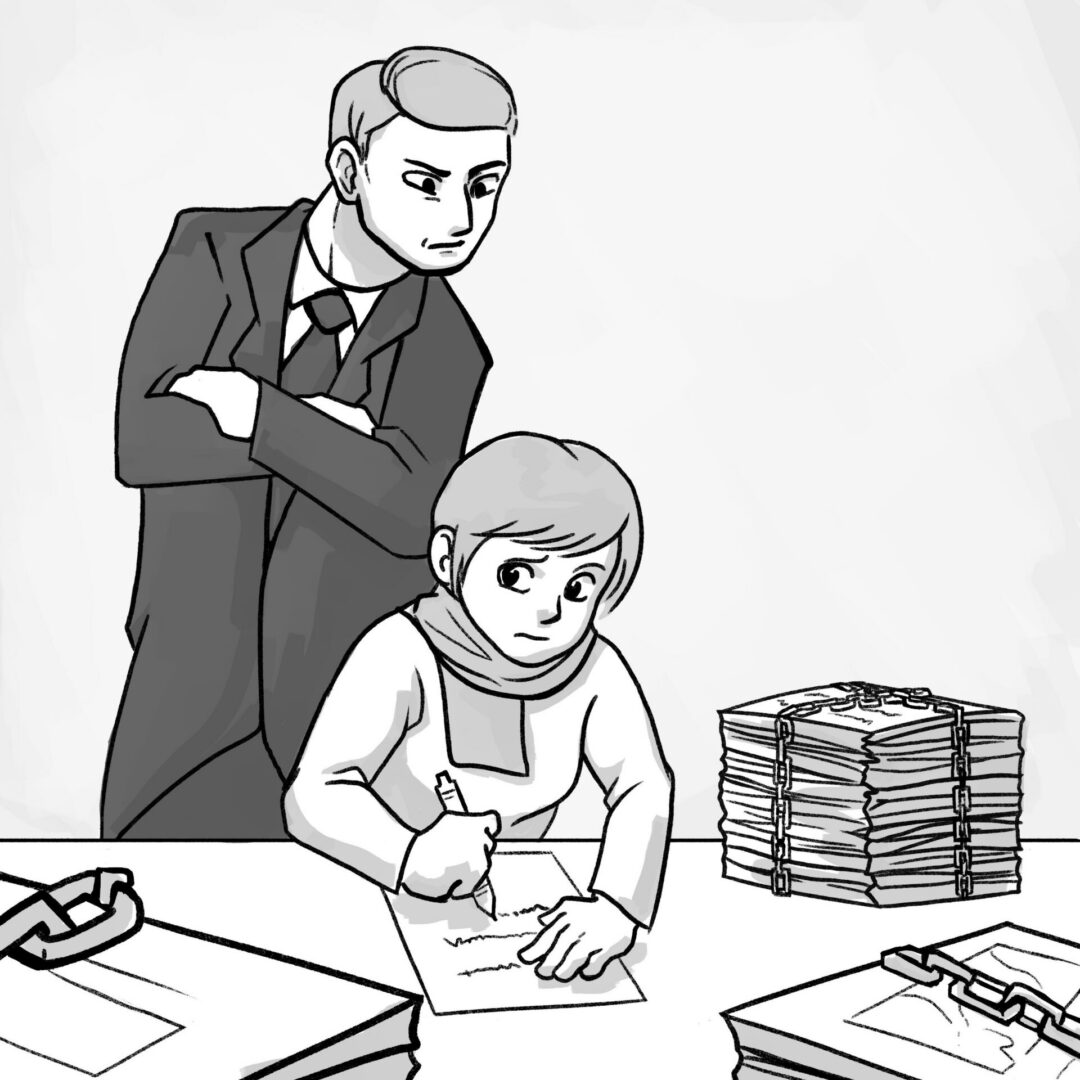 Boss overseeing employee's work