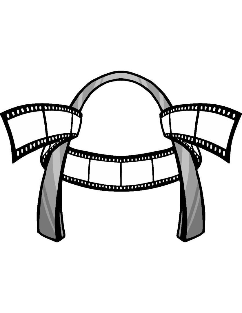 Black and white film reel bow