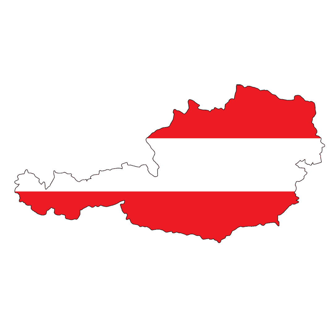 Outline of Austria in flag design