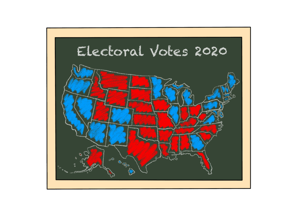 Electoral map 2020 in red and blue