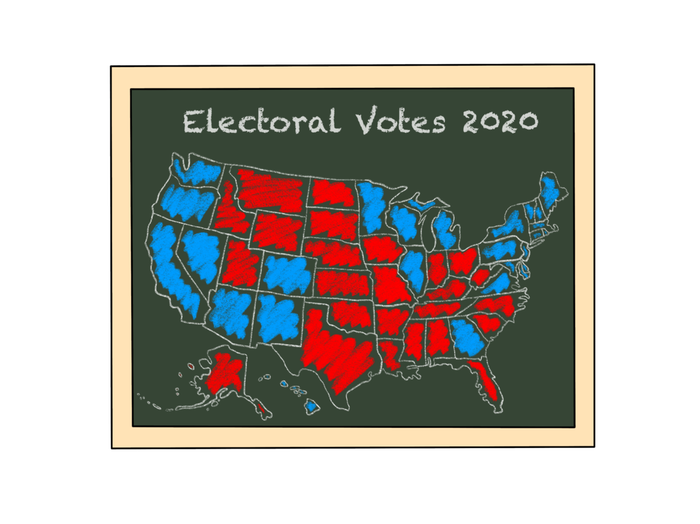 Electoral map 2020 in red and blue