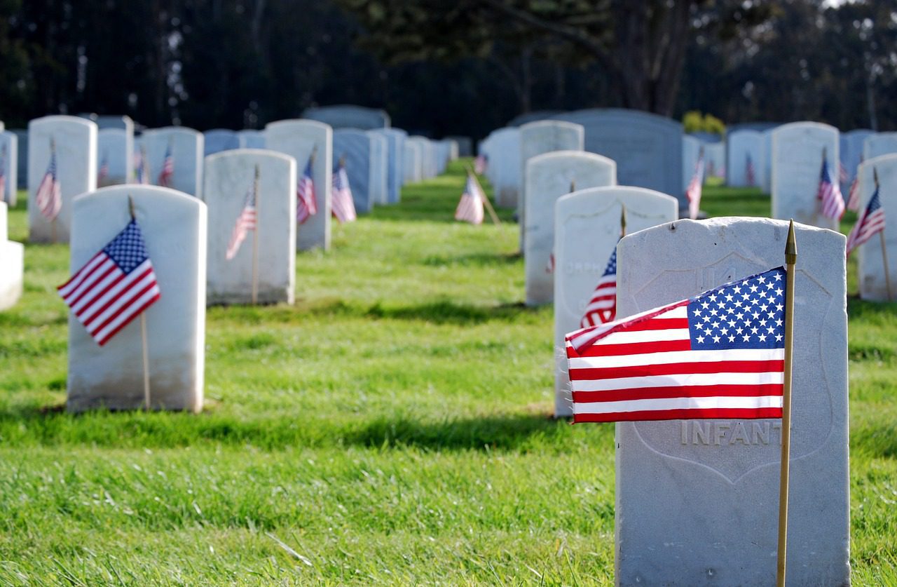 Flags honoring fallen soldiers