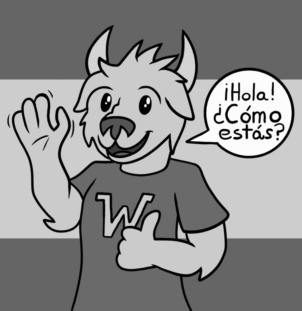Friendly cartoon animal saying hello