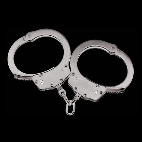 Metal handcuffs with chain link