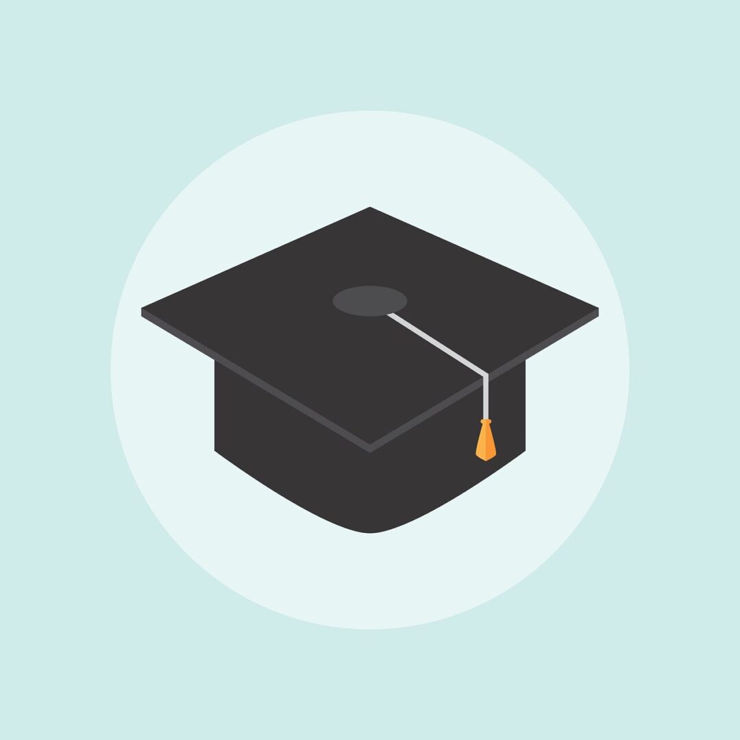 Academic cap symbol on pale circle