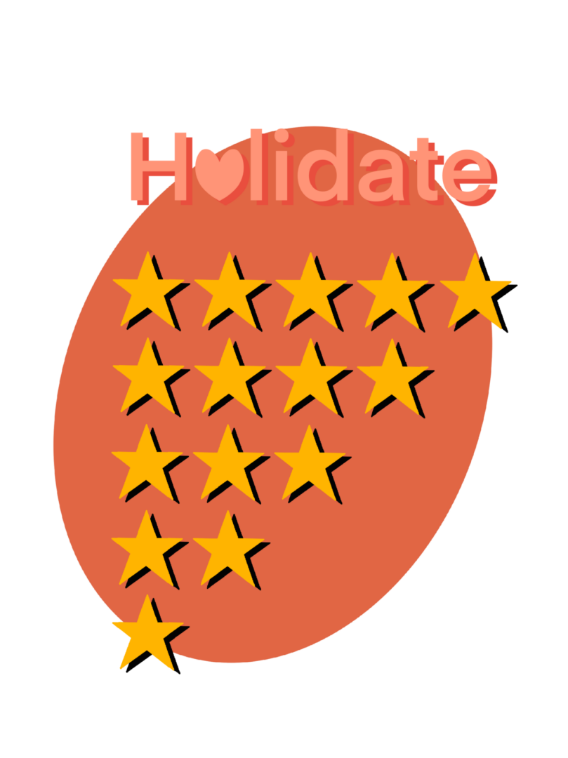 Holidate text and star pattern