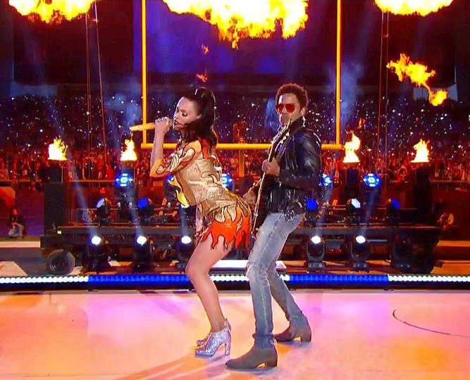 Energetic stage performance with fire effects