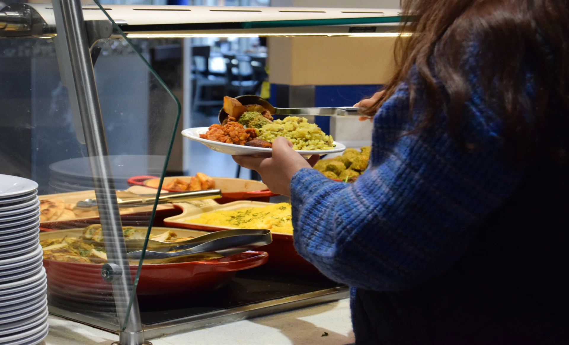 Buffet selection with various food options