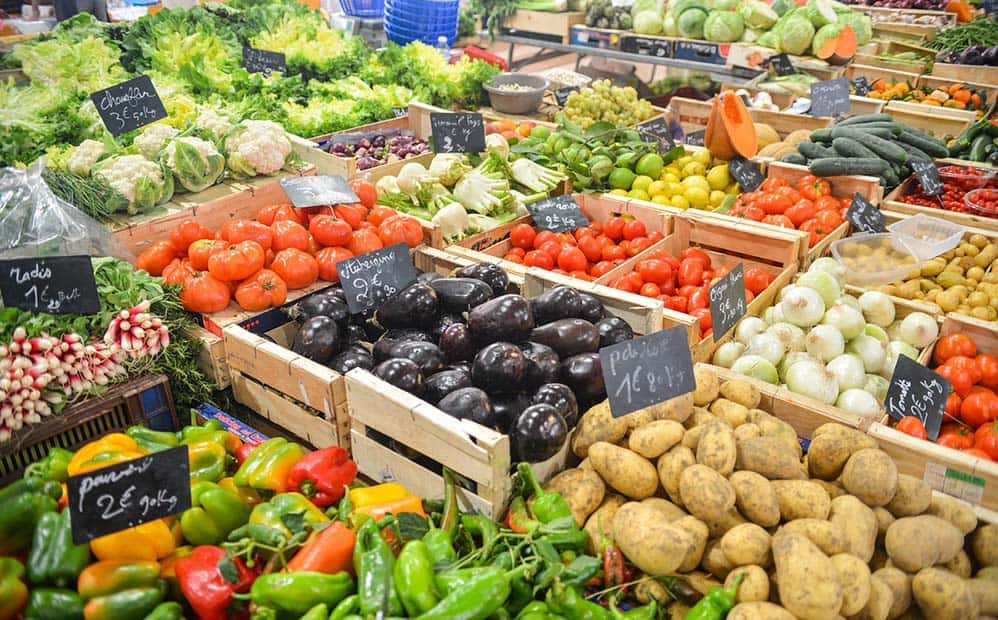 Colorful vegetables on market stall