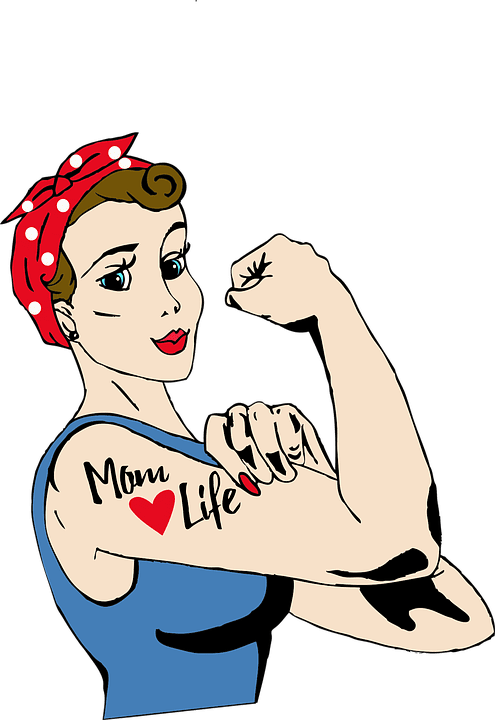 Vintage-style illustration, mom empowerment theme