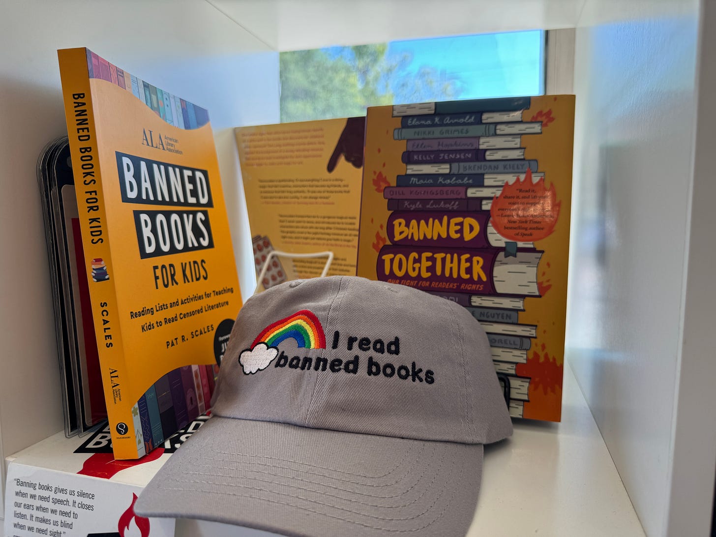 A section on banned books at local bookstore Novel Neighbor. Photo by Styx Nappier
