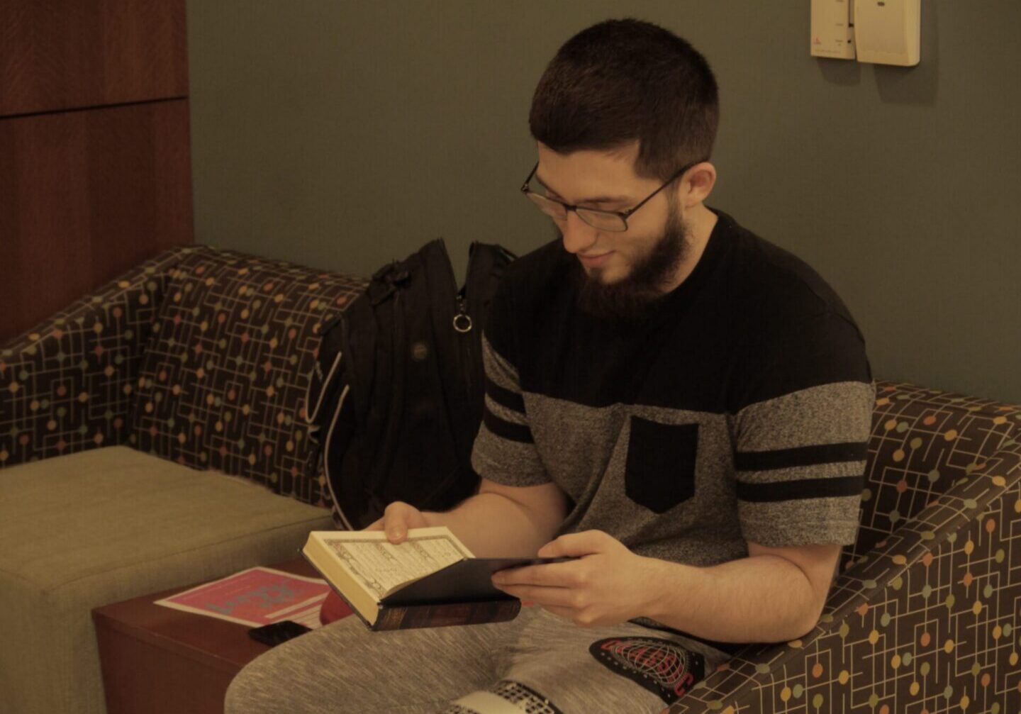 Person studying in a cozy room