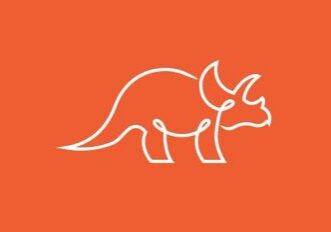 White triceratops sketch, orange backdrop